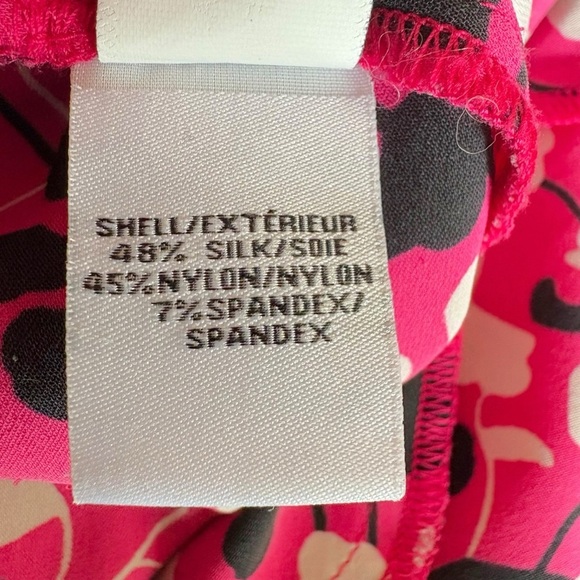 Diane Von Furstenberg Freya Size 0 Pink and Black Floral Silk Dress Tie Waist - Picture 14 of 15